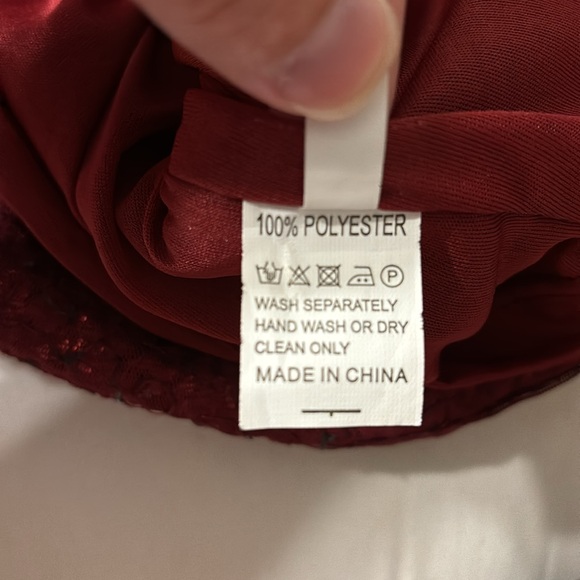 NWOT Women's Deep V Neck Burgundy Sequin Mini Dress Large - Picture 2 of 4